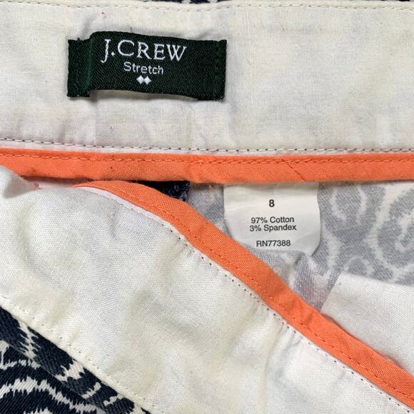 J. Crew Factory Navy Patterned Stretch Chino Shorts Size 8 - Picture 4 of 6